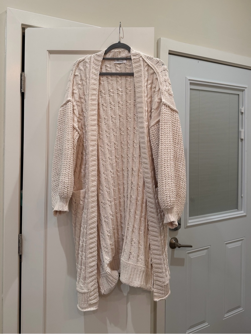 Cozy Cable Knit Open-Front Cardigan Sweater - Cream